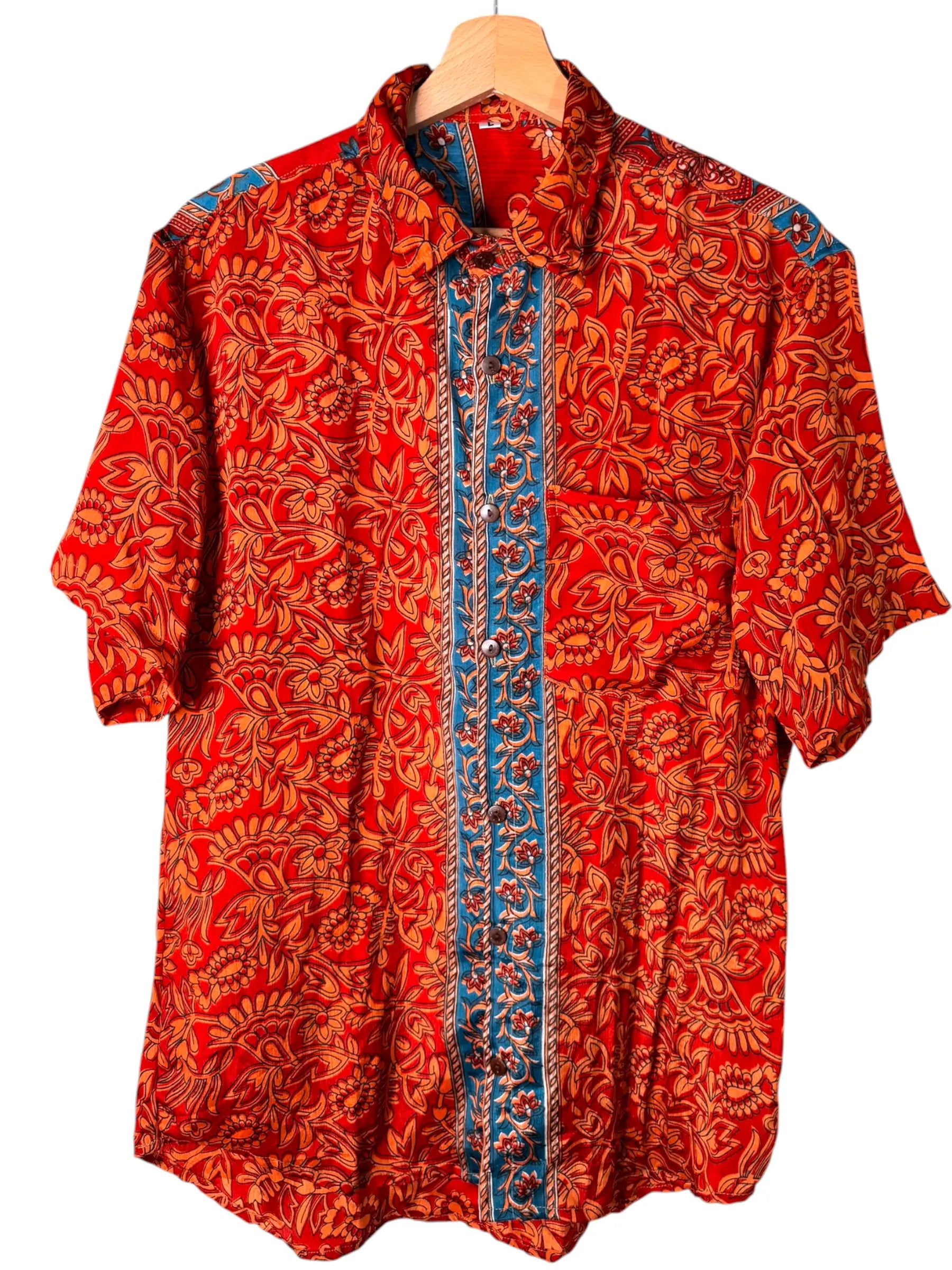 Camicia Particolare Rossa e Azzurra - Sari - Taglia L