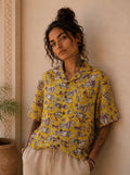 Camicia Etnica Sari Block Print Scene Narrative - Taglia S