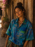 Camicia Particolare Blu e Verde - Sari - Taglia L