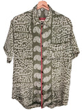 Camicia Sari Etnica Verde Oliva Scrittura Tribale Unisex - Taglia L
