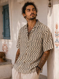 Camicia in Seta Sari Onde Nere su Sabbia Unisex - Taglia M CAMICIE PARTICOLARI