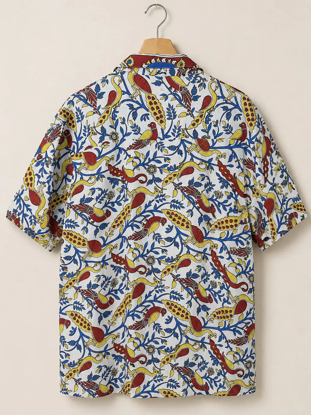 Camicia Etnica Sari Block Print Bianco Pavoni Paisley - Taglia S CAMICIE PARTICOLARI