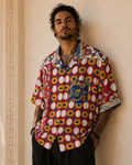 Camicia Etnica Sari Ikat Rosso Pavone Kalamkari - Taglia M CAMICIE PARTICOLARI